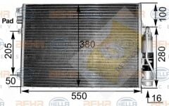 KLİMA KONDENSERİ (KURUTUCU İLE) CLIO II-KNG(97-01) 1-2-1.4-1.5DCI-1.6-1.9(514x376x16)8200106950-8200757789-7700428083