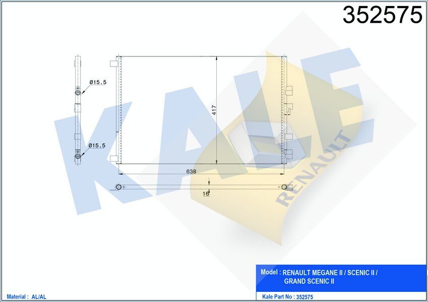 KLİMA KONDENSERİ MGN II 1.9-2.0 DCİ 02=> SCENİC II 2.0 DCİ 03=> (OTO.-MEK.)8200325004	-