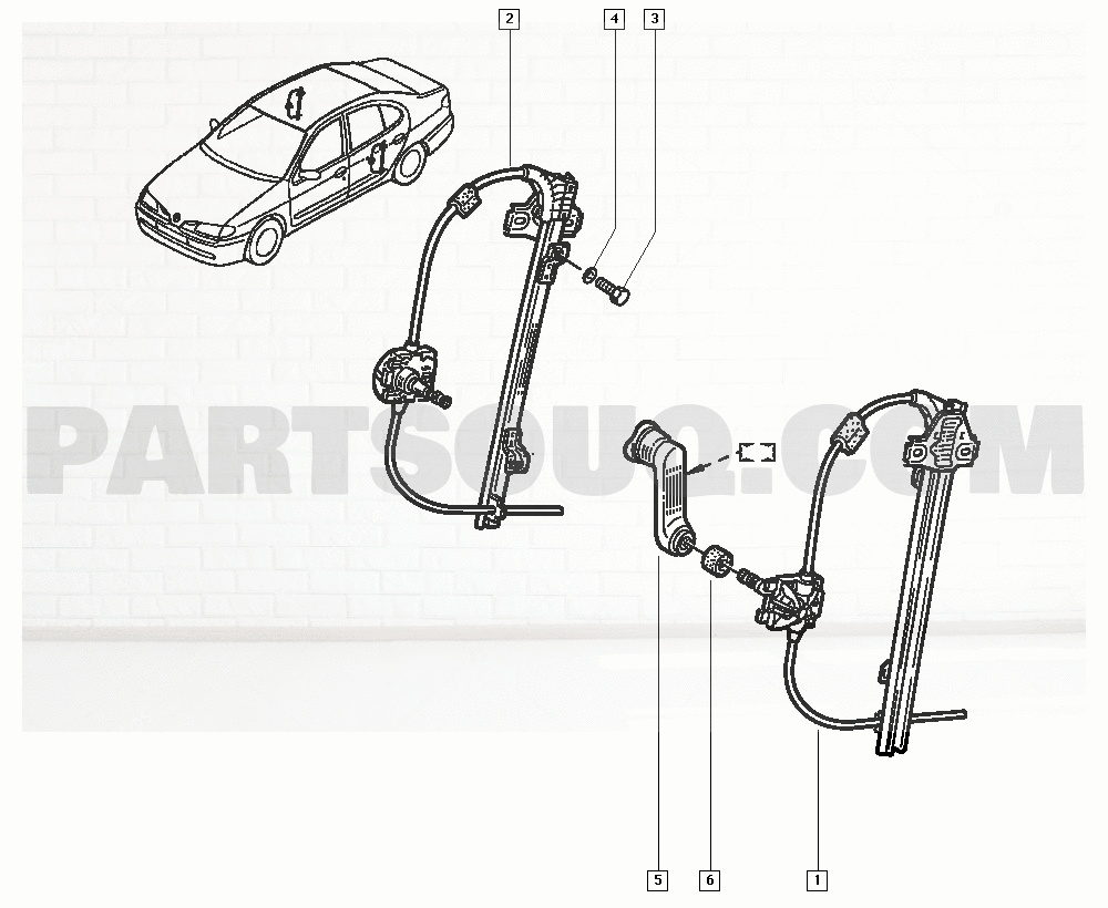 SAĞ ARKA CAM KRİKOSU MEKANİK KOLLU  MEGANE I -7700834340-7702255582